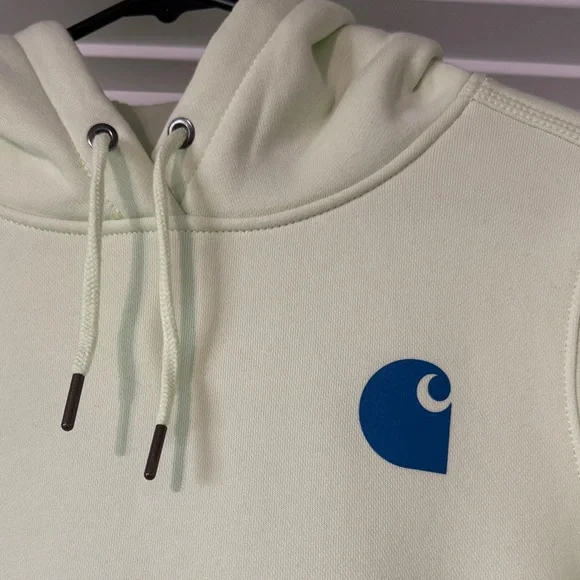 Carhartt Woman’s Light Green Hoodie with Blue Logo - Picture 3 of 5